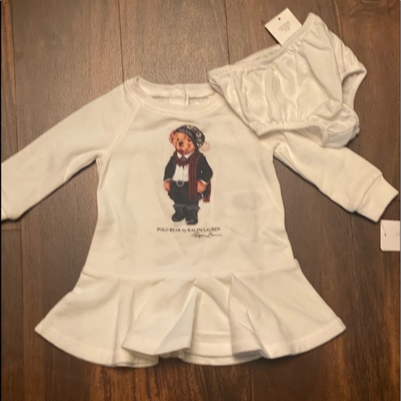 NWT Girls Ralph Lauren Tuxedo Bear French Terry Dress - Picture 7 of 7